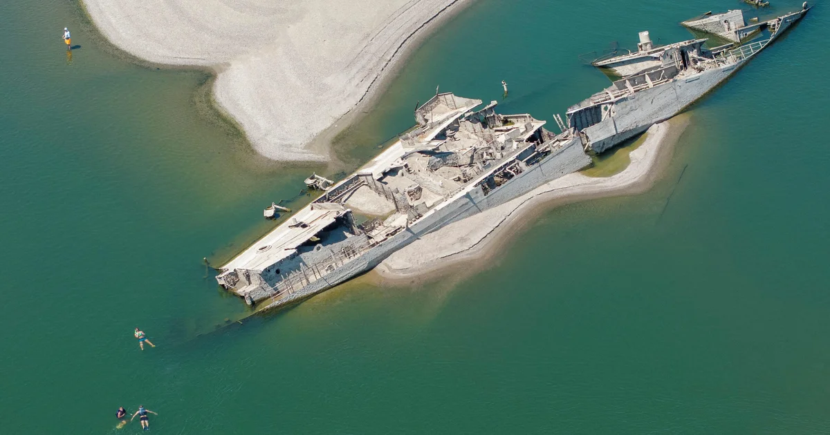 As the Danube River dries up, World War II shipwrecks and mammoth bones come into view