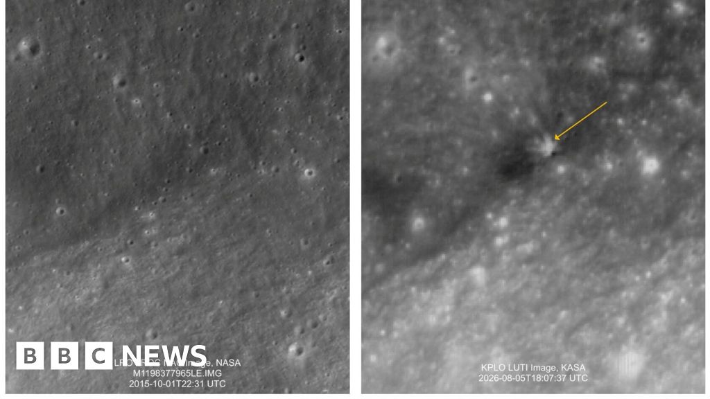 South Korea space agency shares Moon images after SpaceX rocket debris crash - BBC