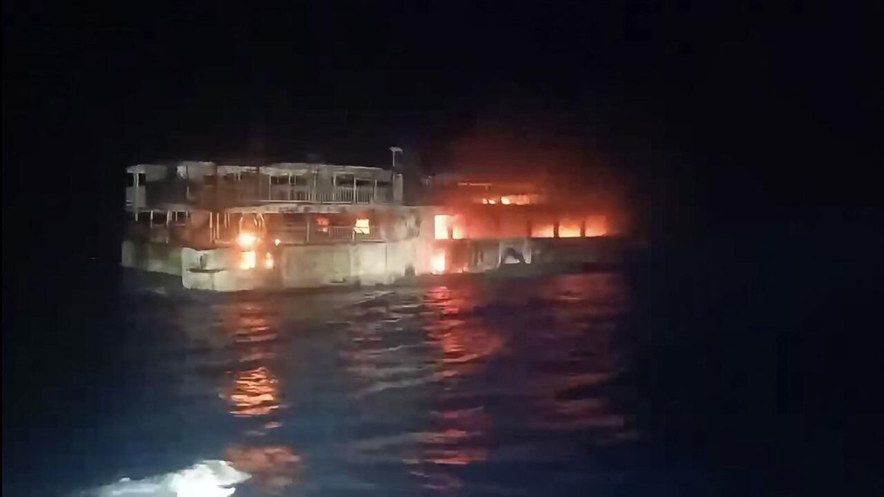 At least five killed, 87 missing after ferry fire in Philippines
