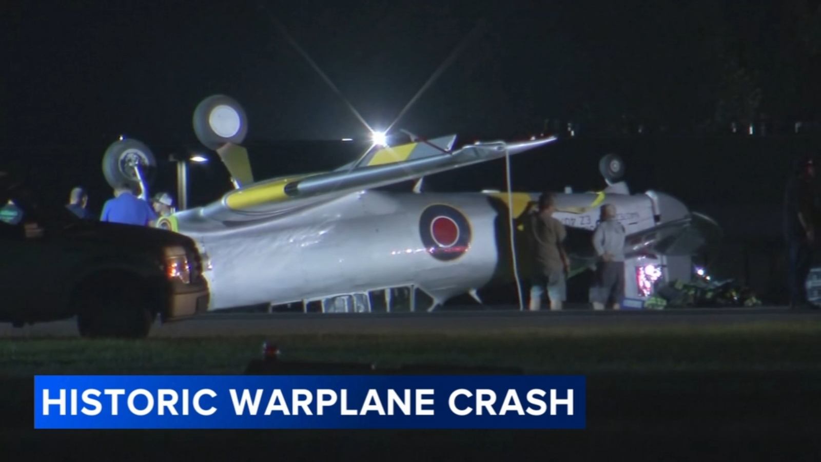 Historic T-6 Harvard 3 warplane from WWII crashes at Heritage Field Airport in Limerick Township, Montgomery County
