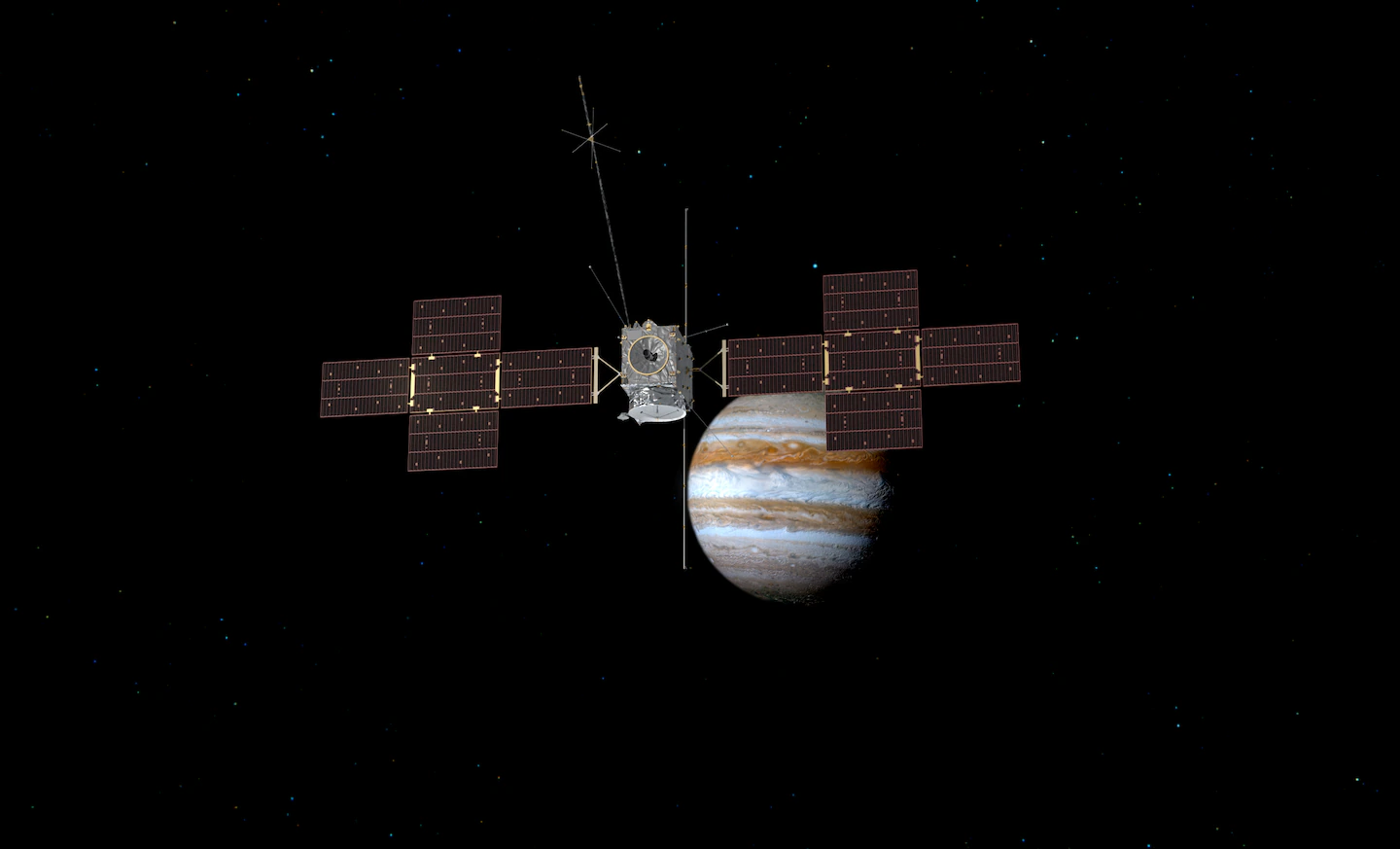 Spacecraft zips by Earth on long journey to Jupiter’s icy moons
