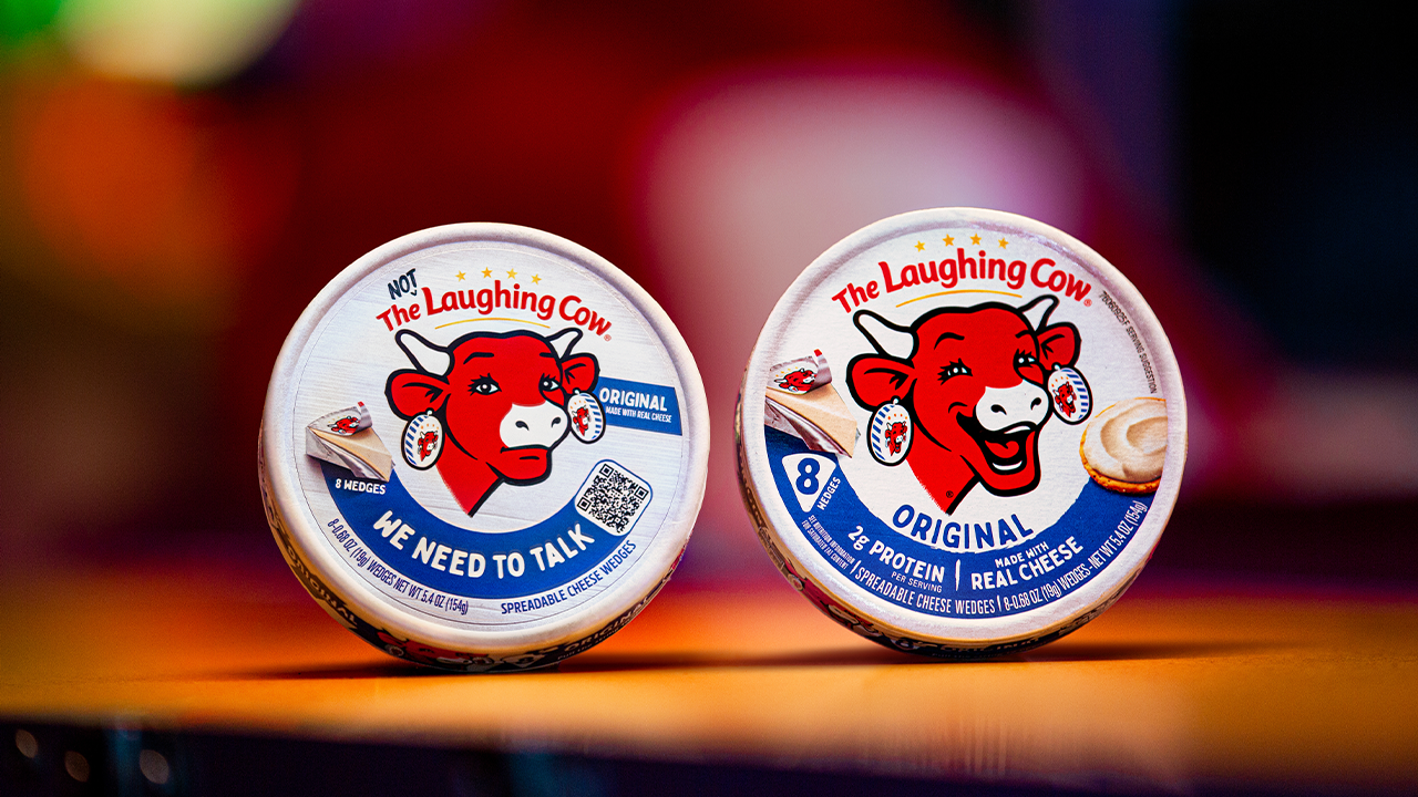 The Laughing Cow cheese wedges show frowning face on package in mystery campaign