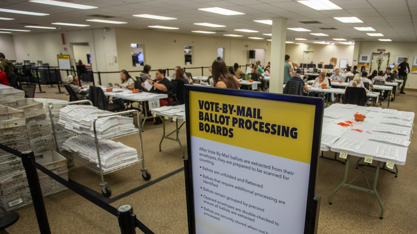 Judge denies DOJ bid to stop processing California ballots : NPR