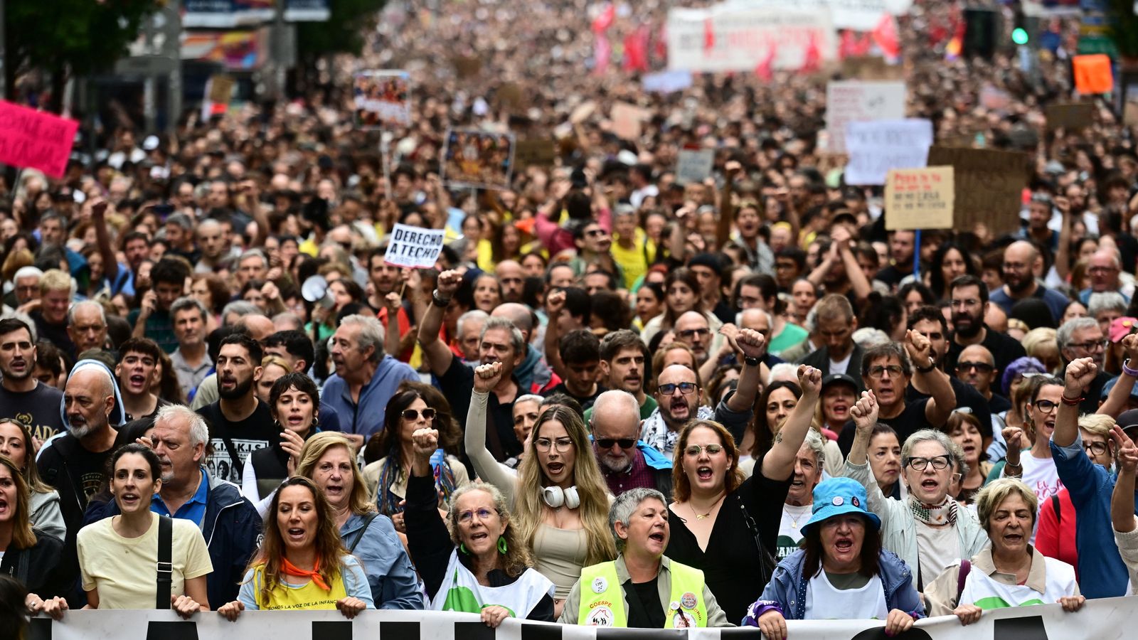 Tens of thousands protest against Spain's housing crisis following eviction of 87-year-old woman | World News