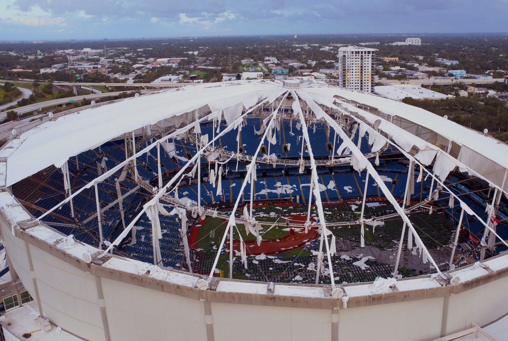 World Series weather: Tropicana dome after Hurricane Milton